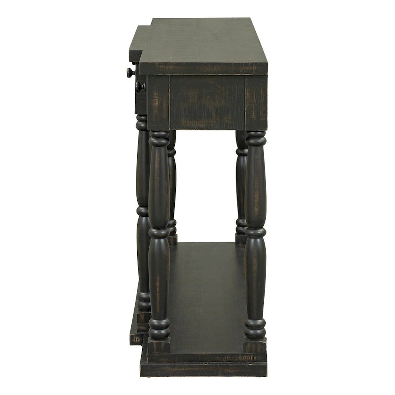 Console de style rétro avec 4 tiroirs de rangement frontaux et 1 étagère