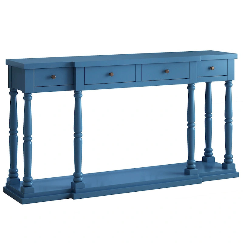 Console de style rétro avec 4 tiroirs de rangement frontaux et 1 étagère
