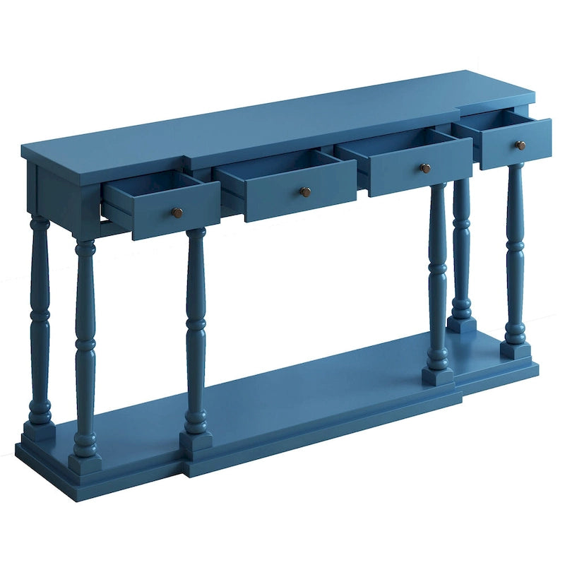 Console de style rétro avec 4 tiroirs de rangement frontaux et 1 étagère