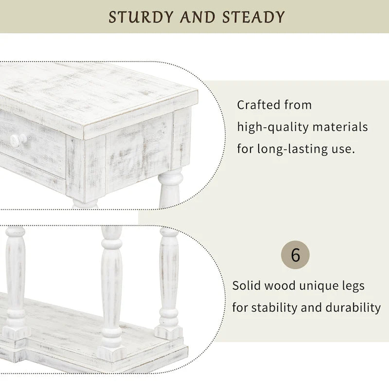 Console de style rétro avec 4 tiroirs de rangement frontaux et 1 étagère