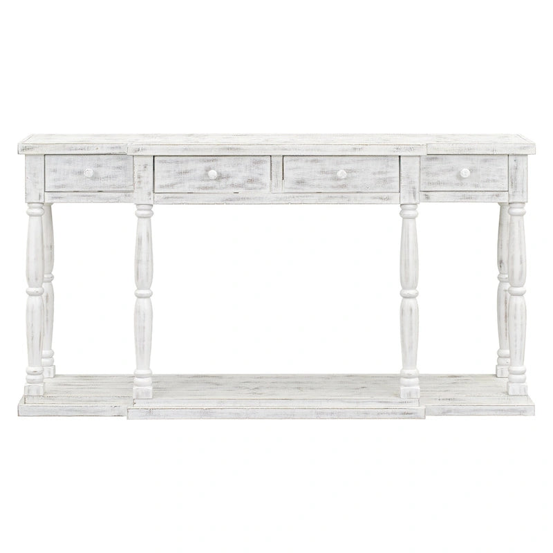 Console de style rétro avec 4 tiroirs de rangement frontaux et 1 étagère