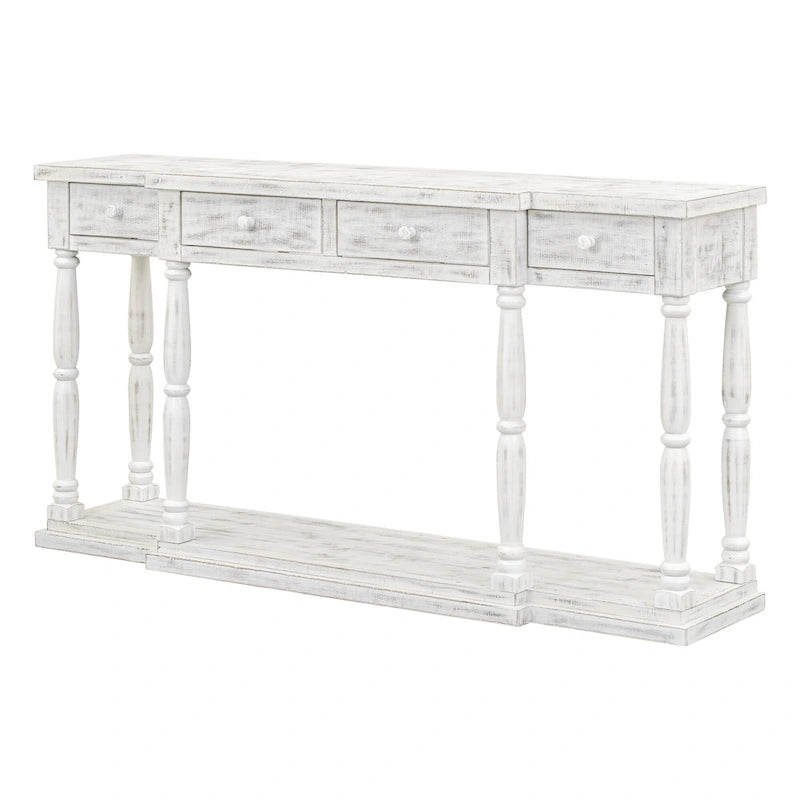 Console de style rétro avec 4 tiroirs de rangement frontaux et 1 étagère