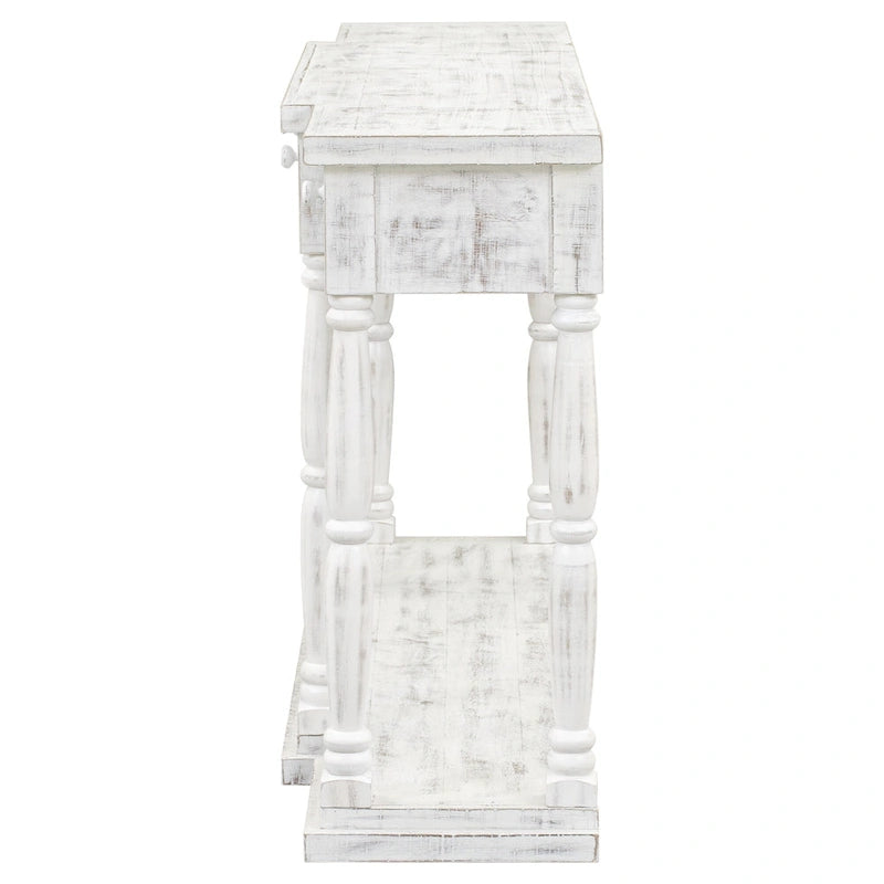 Console de style rétro avec 4 tiroirs de rangement frontaux et 1 étagère