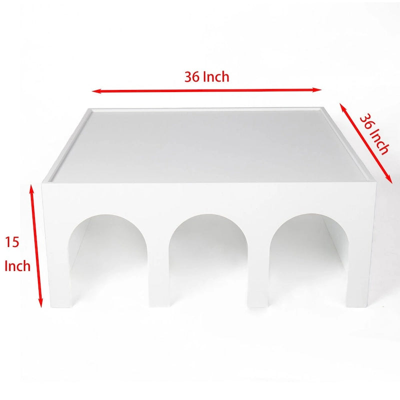 Étagère à livres et table basse multifonctionnelles blanches à 4 niveaux