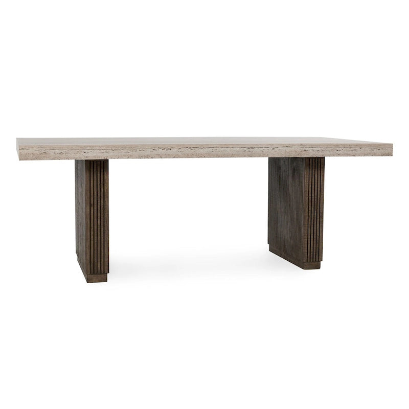 Table à manger en stratifié travertin marron de 208 cm