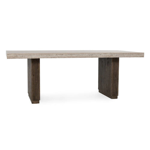 Table à manger en stratifié travertin marron de 208 cm