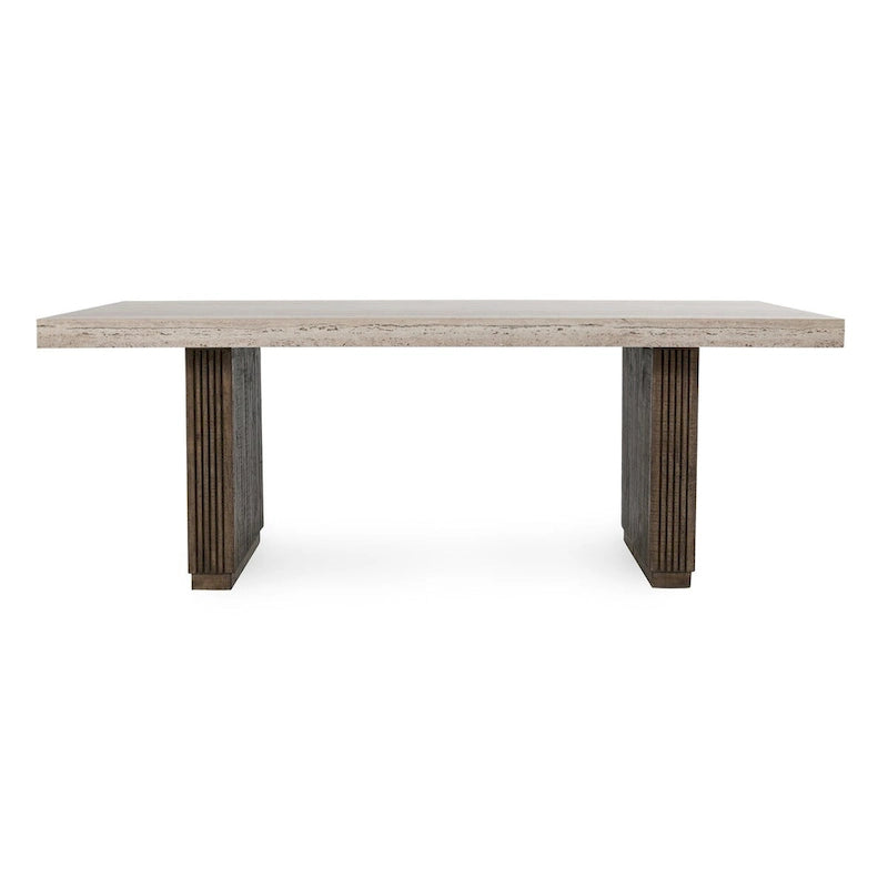 Table à manger en stratifié travertin marron de 208 cm