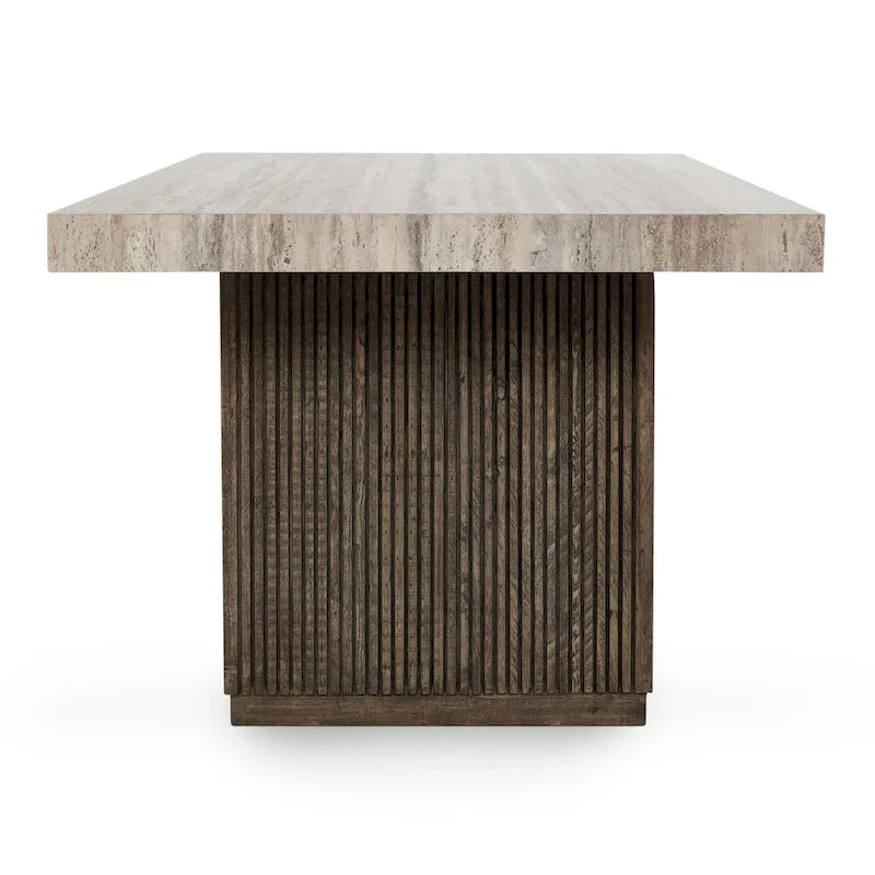 Table à manger en stratifié travertin marron de 208 cm