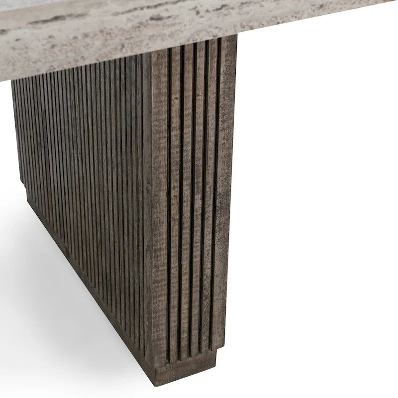 Table à manger en stratifié travertin marron de 208 cm