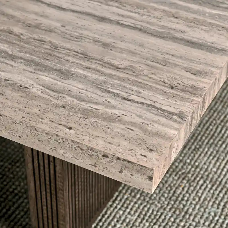 Table à manger en stratifié travertin marron de 208 cm