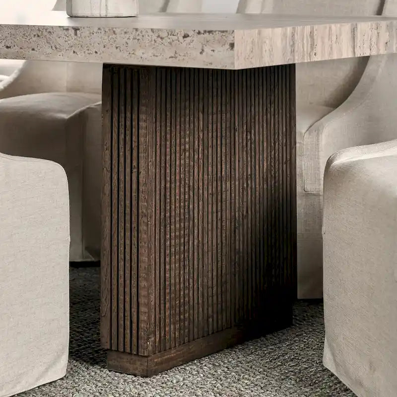 Table à manger en stratifié travertin marron de 208 cm