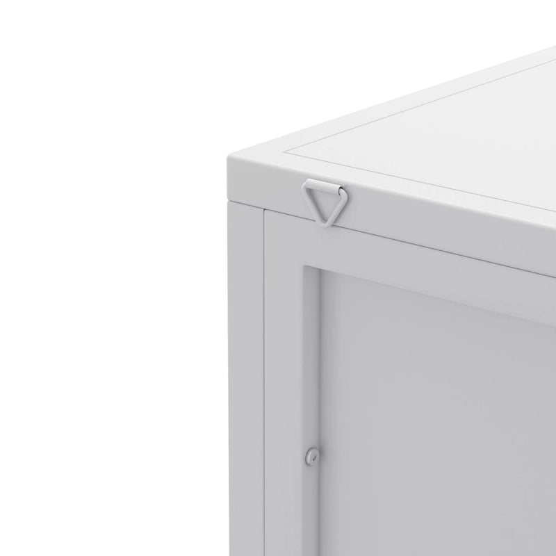 Meuble d'angle bas, 3 niveaux avec portes en verre trempé et étagères de rangement