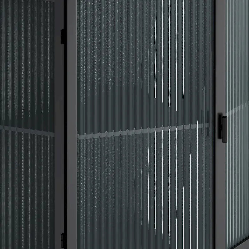 Meuble d'angle bas, 3 niveaux avec portes en verre trempé et étagères de rangement