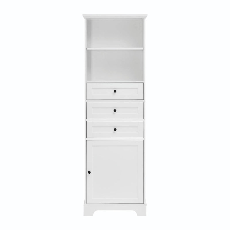Armoire de rangement haute avec 3 tiroirs et étagères réglables pour salle de bain
