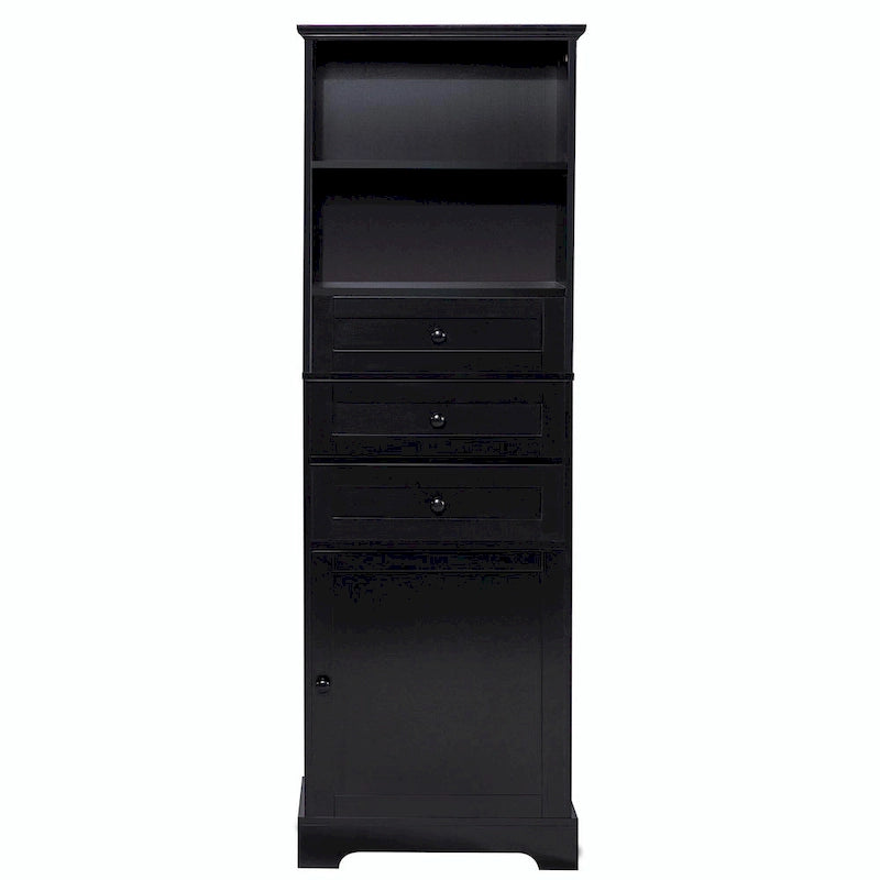Armoire de rangement haute avec 3 tiroirs et étagères réglables pour salle de bain