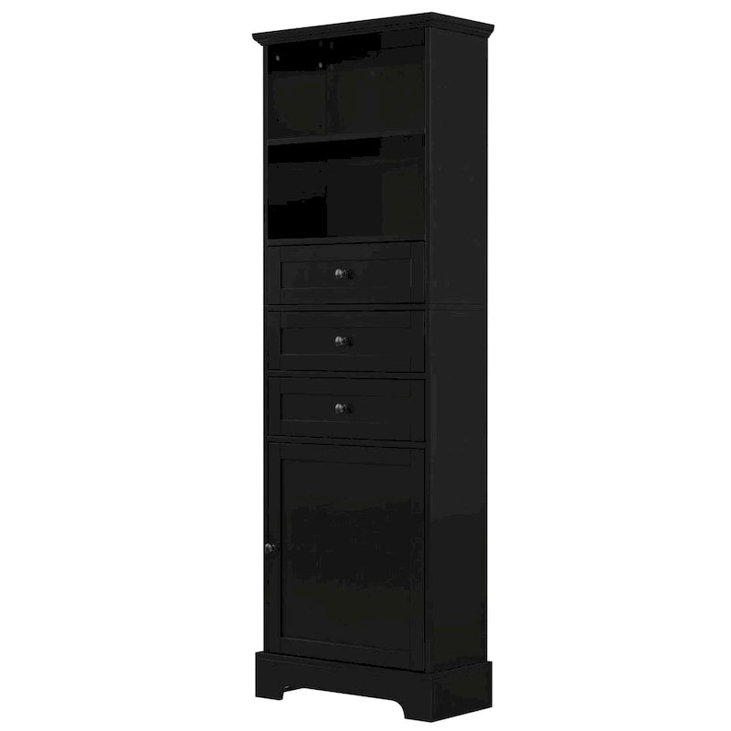 Armoire de rangement haute avec 3 tiroirs et étagères réglables pour salle de bain