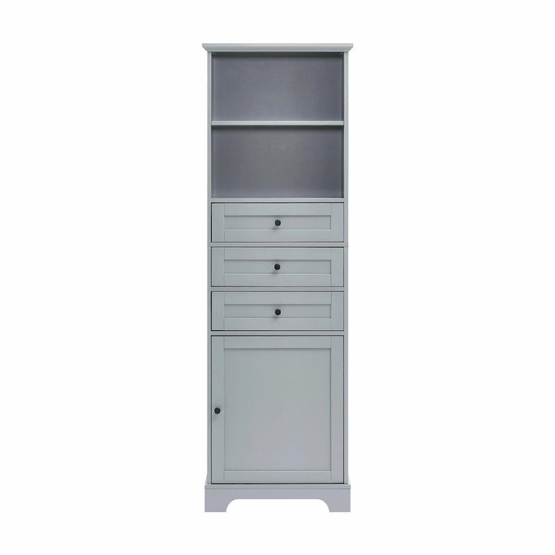 Armoire de rangement haute avec 3 tiroirs et étagères réglables pour salle de bain
