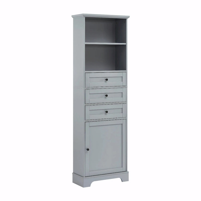 Armoire de rangement haute avec 3 tiroirs et étagères réglables pour salle de bain