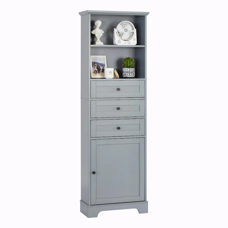 Armoire de rangement haute avec 3 tiroirs et étagères réglables pour salle de bain