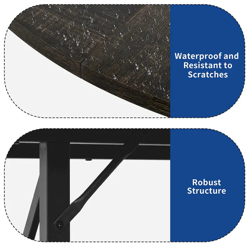 Table à manger ronde avec étagères de rangement et pieds en métal pour 4 à 6 personnes